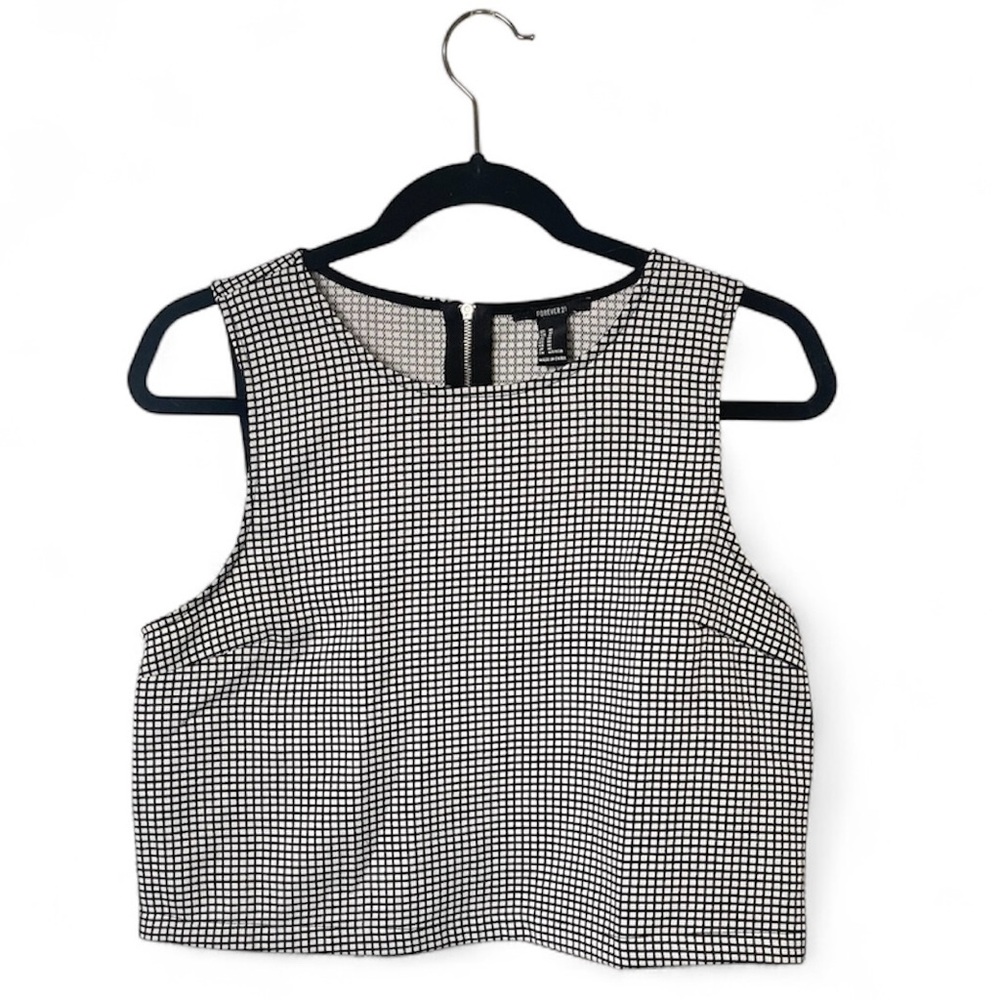 Forever 21 Monochrome Grid Crop Top